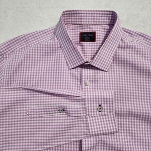 UNTUCKit Men's XL Pink‎ White Gingham Check Wrinkle Free Button Up Dress Shirt